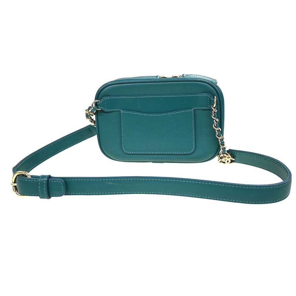 Chanel CC Mania Zip Around Belt Bag Blue Leather Good condition - Back View