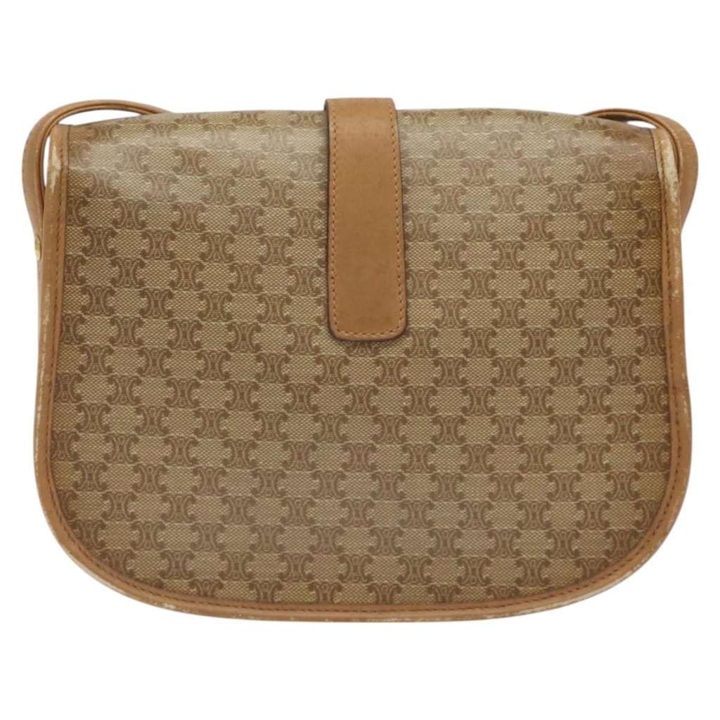 Celine Vintage Macadam Shoulder Bag Beige Canvas Fair condition - Back View