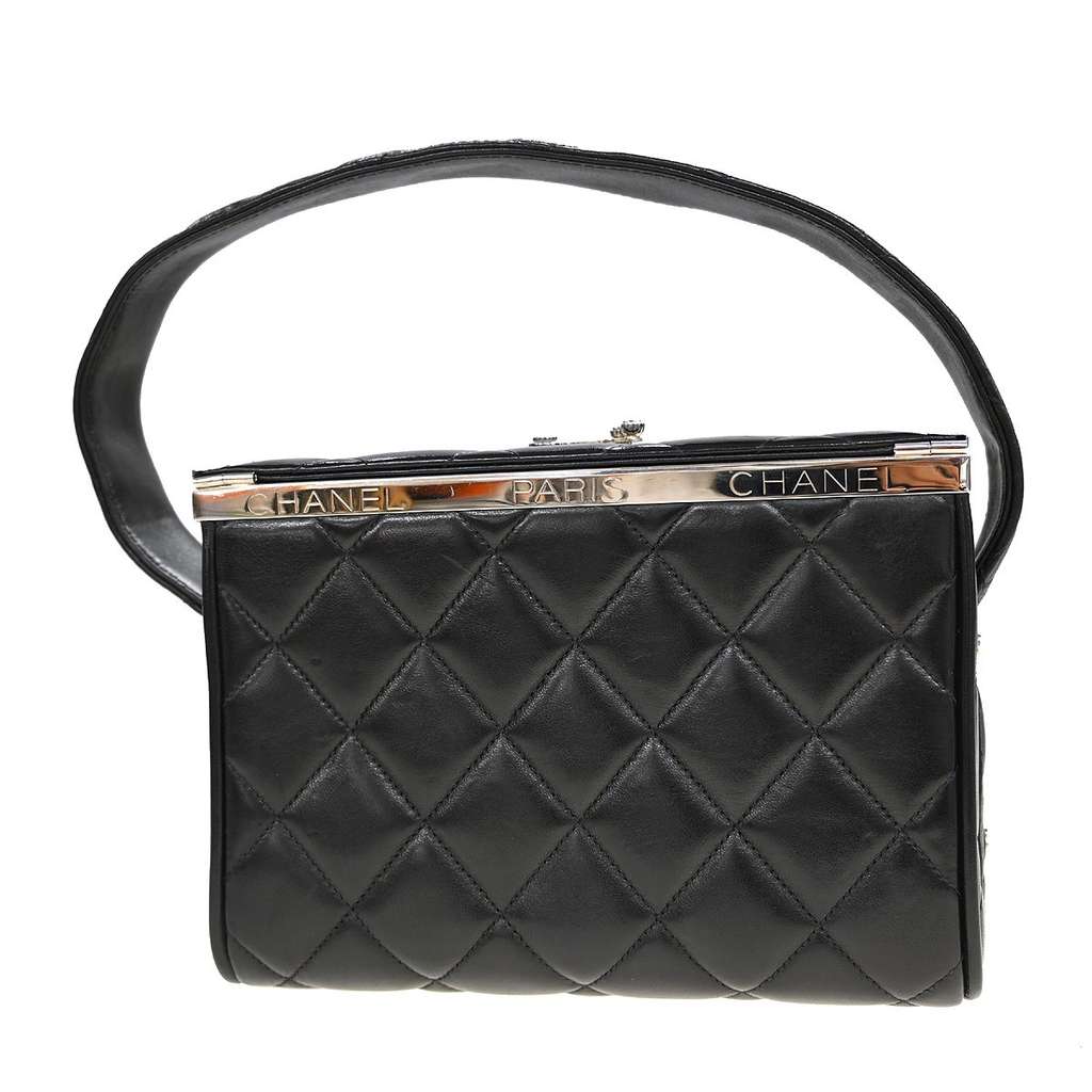 Chanel Vintage Metal Box Bag Black Leather Good condition - Back View