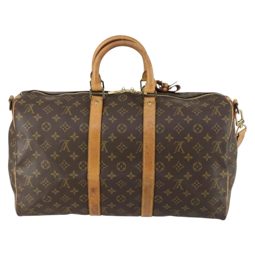 Louis Vuitton Keepall Bandouliere Bag Brown Canvas Fair condition - Back View