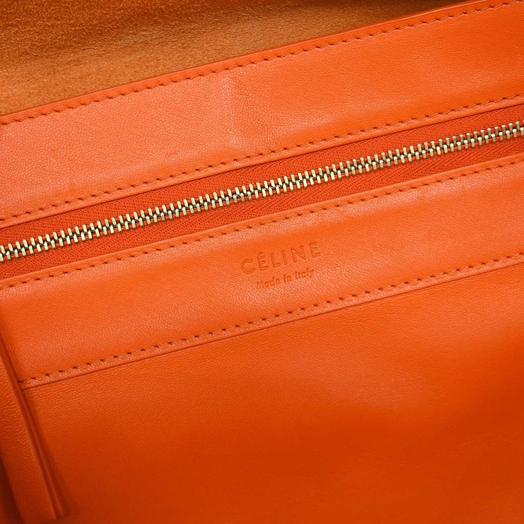 Celine Horizontal Bi-Cabas Tote Orange Leather Good condition - Model View
