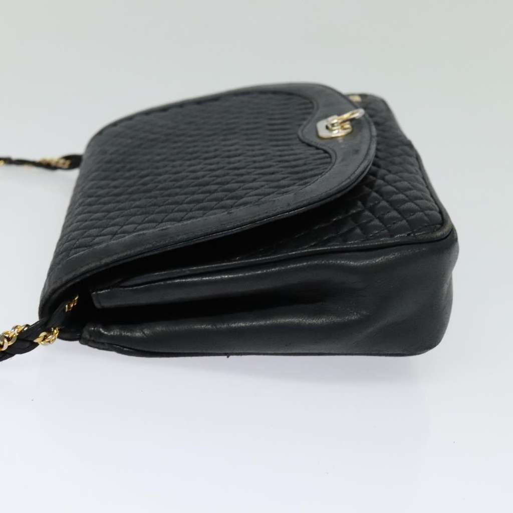 Bally Vintage Chain Shoulder Bag Navy Leather Good condition - Inside View