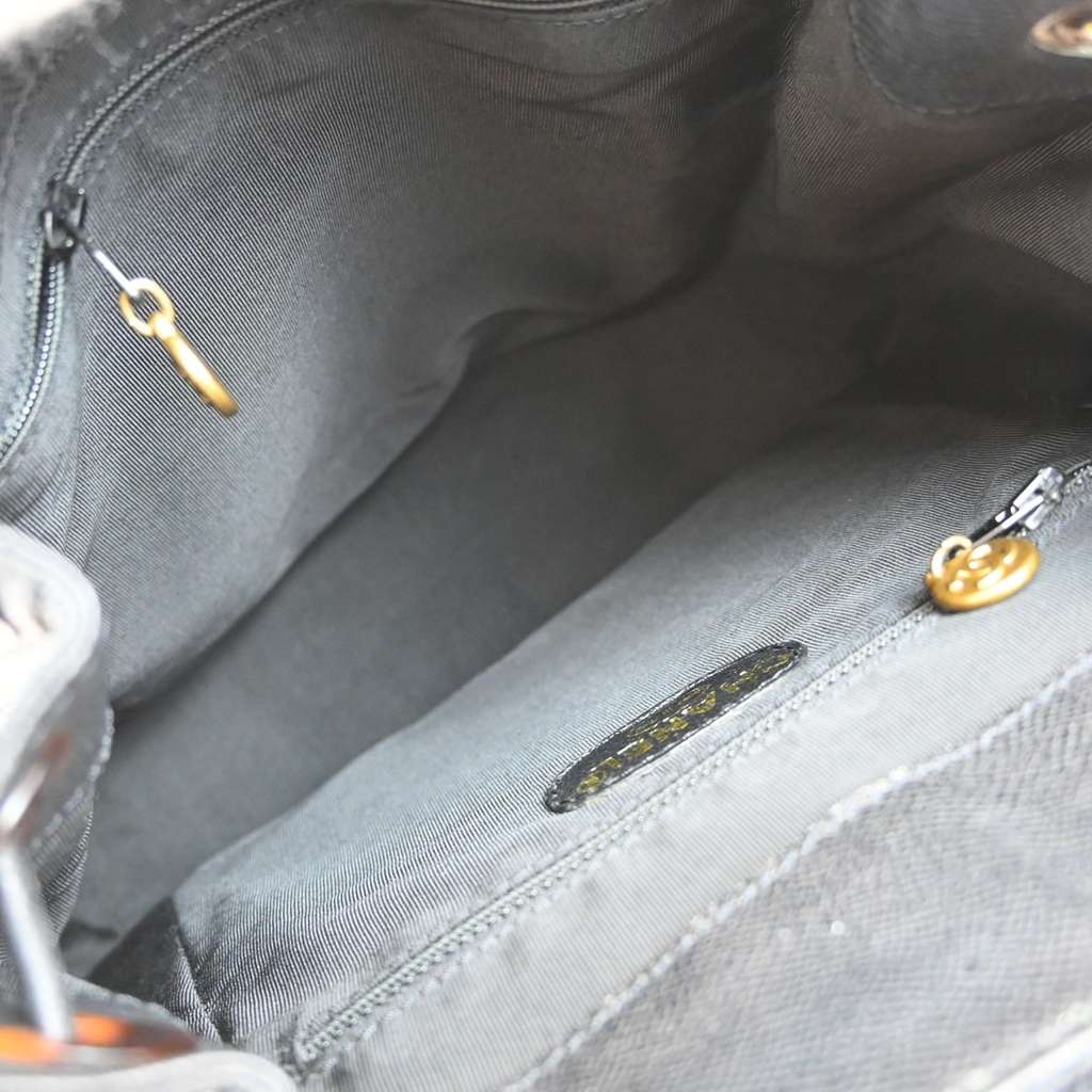 Chanel Vintage CC Resin Flap Backpack Black Leather Good condition - Inside View