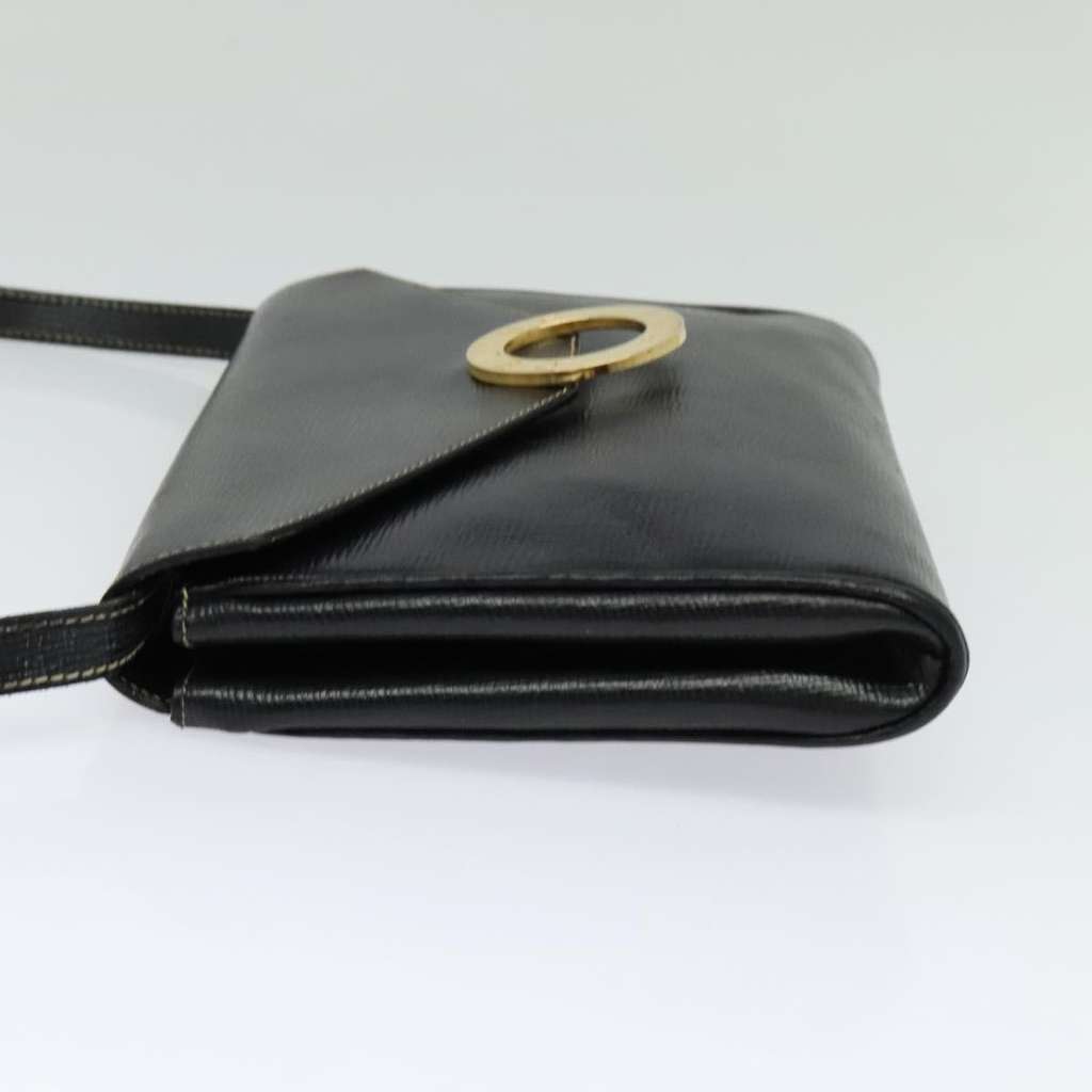 Celine Circle Logo Shoulder Bag Black Leather Good condition - Inside View