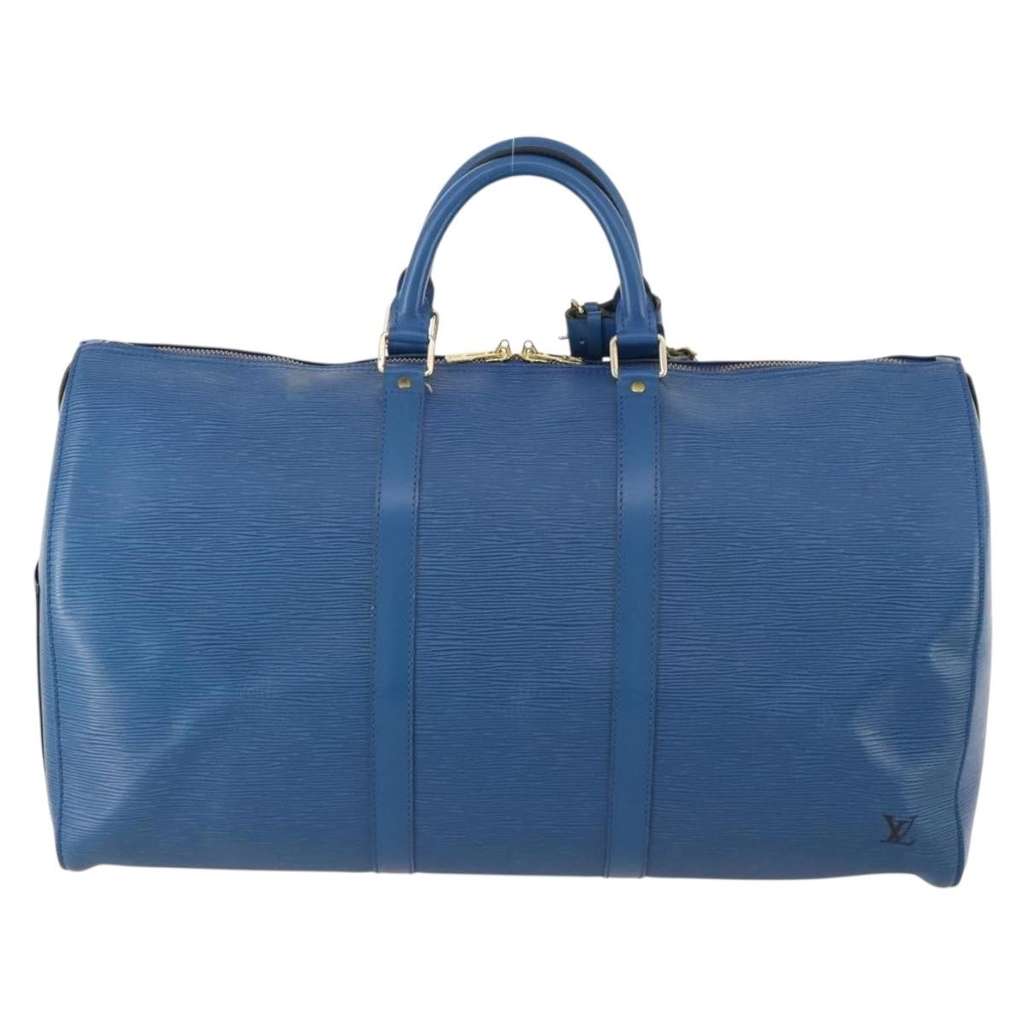 Louis Vuitton Keepall Bag Blue Leather Good condition - Back View