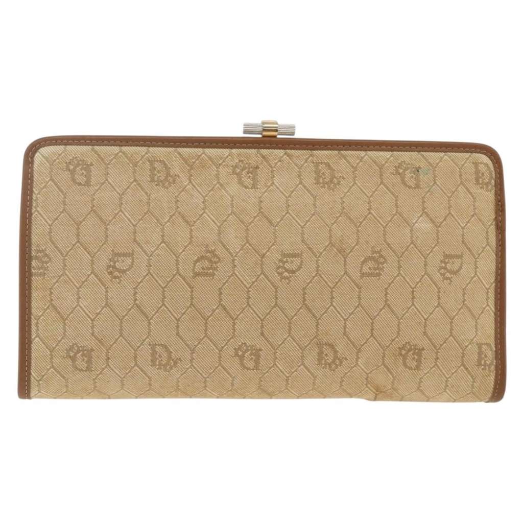 Christian Dior Vintage honeycomb clutch Beige Canvas Very good condition - Back View