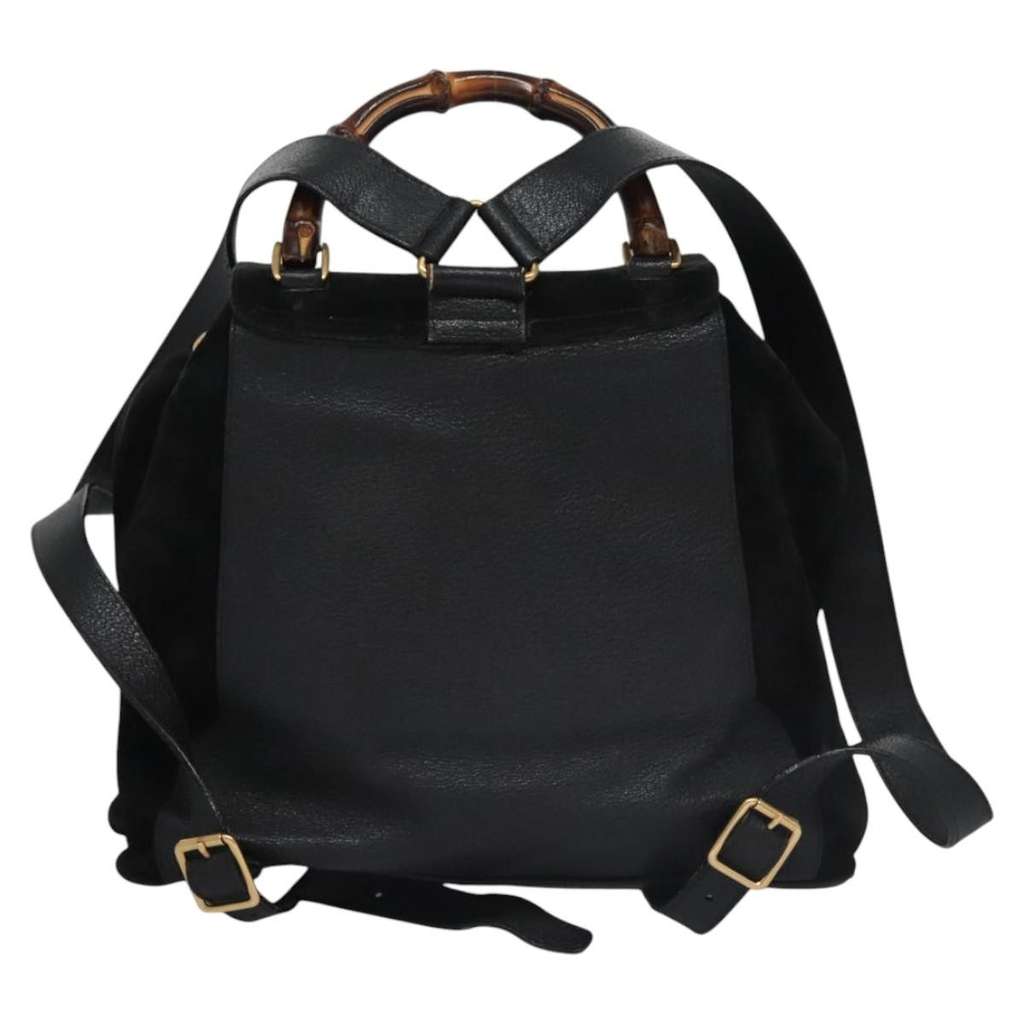 Gucci Vintage Bamboo Backpack Black Suede Very good condition - Back View