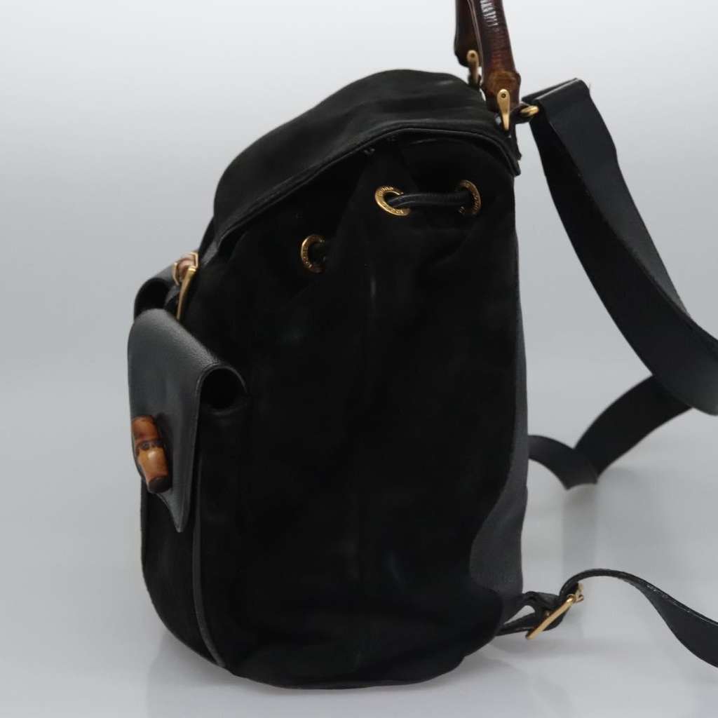 Gucci Vintage Bamboo Backpack Black Suede Very good condition - Inside View