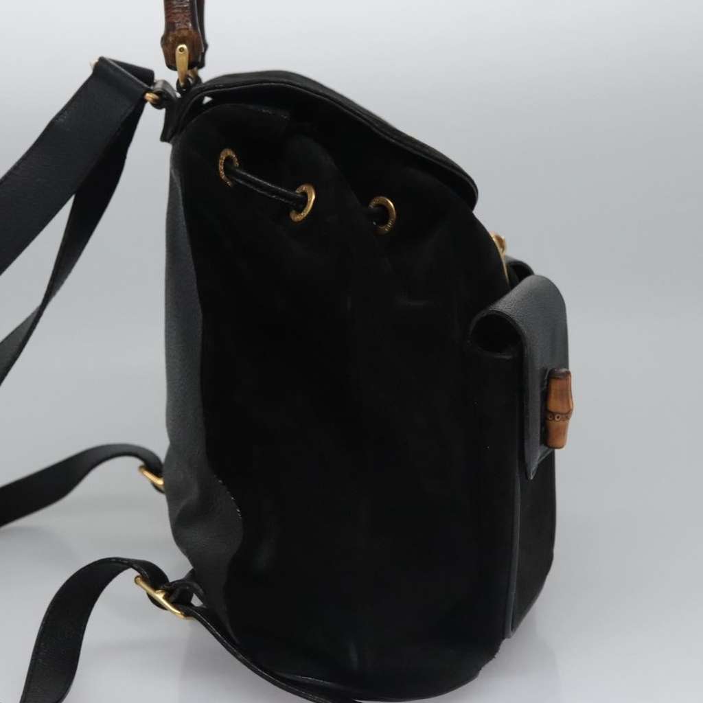 Gucci Vintage Bamboo Backpack Black Suede Very good condition - Model View