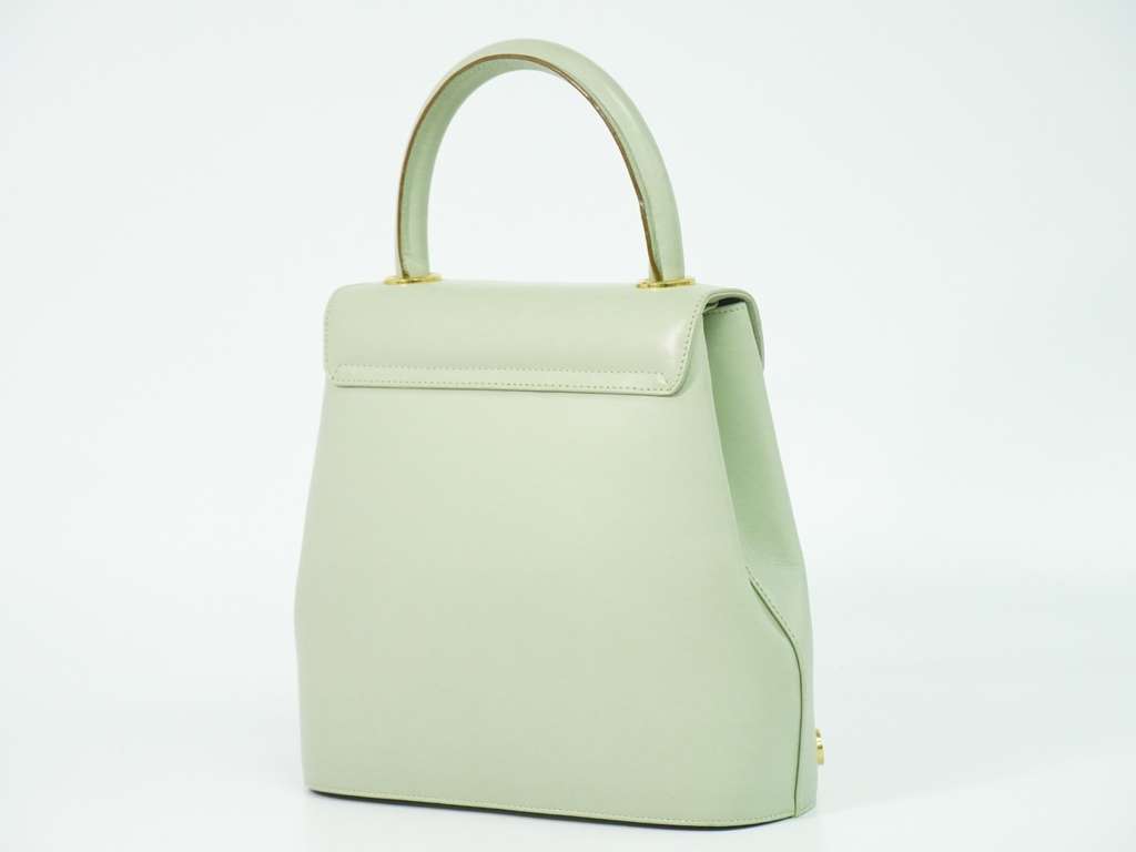 Salvatore Ferragamo Vintage Top handle handbag Green Leather Very good condition - Back View