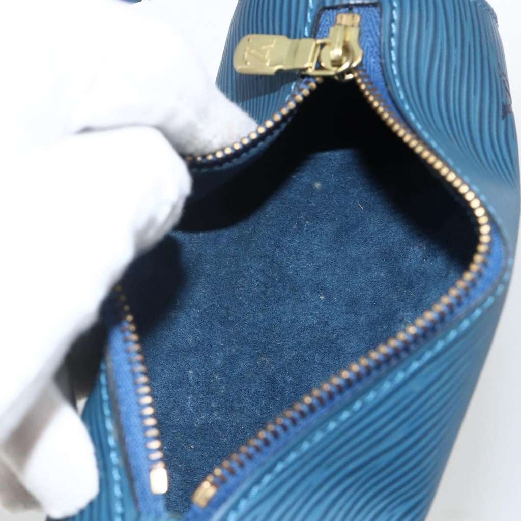 Louis Vuitton Soufflot Pochette Blue Leather Very good condition - Box View