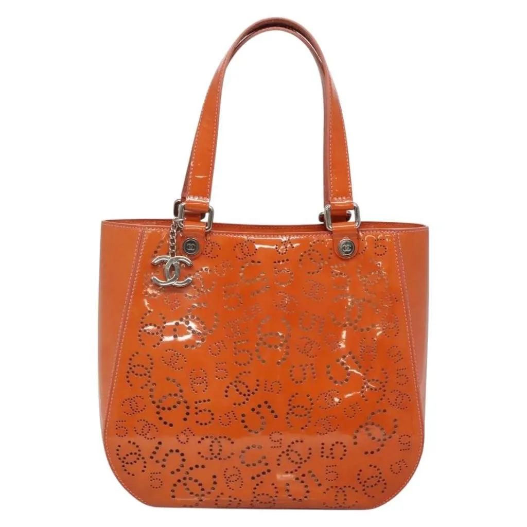 Chanel CC No.5 Shopping Tote Orange Good - Front View