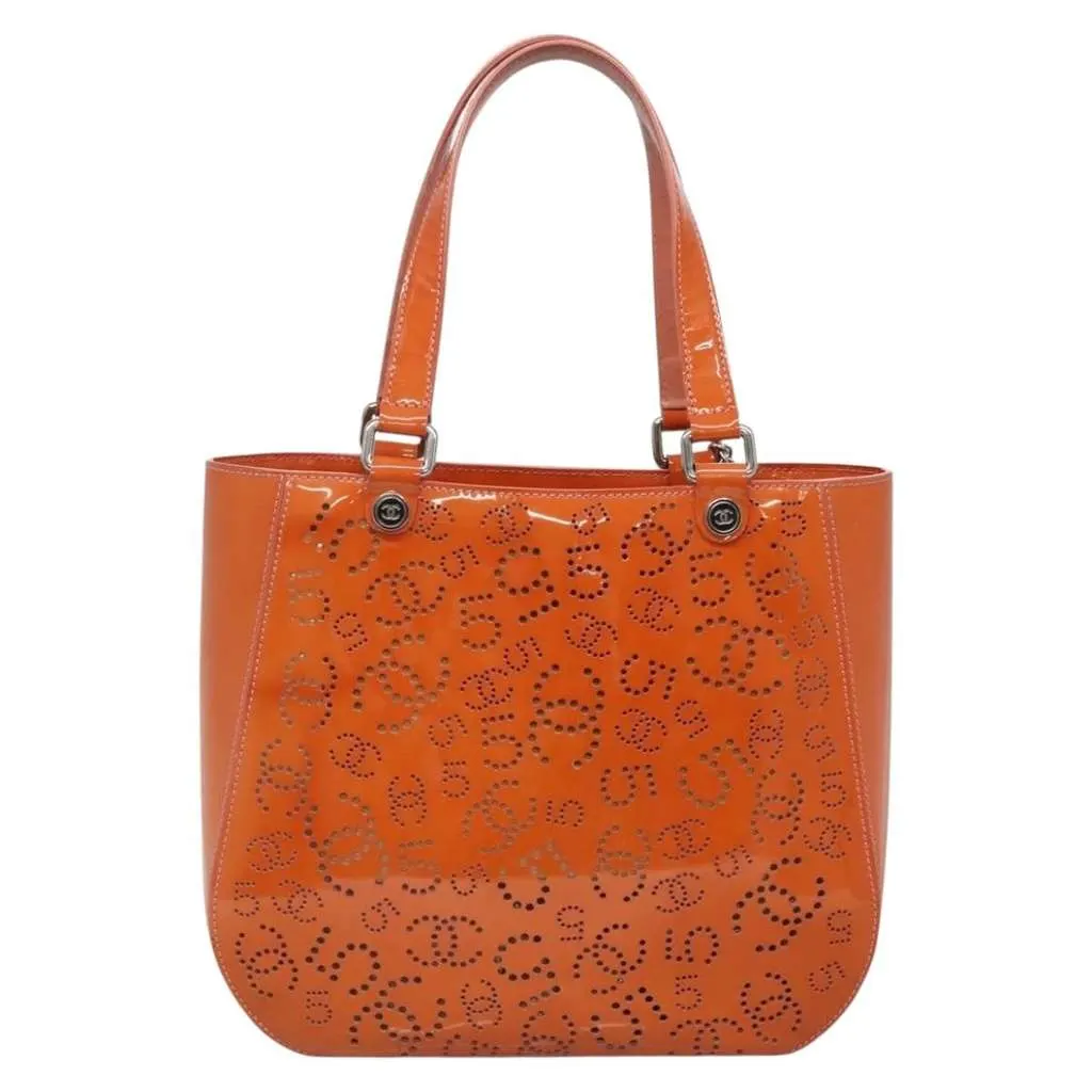 Chanel CC No.5 Shopping Tote Orange Good - Back View