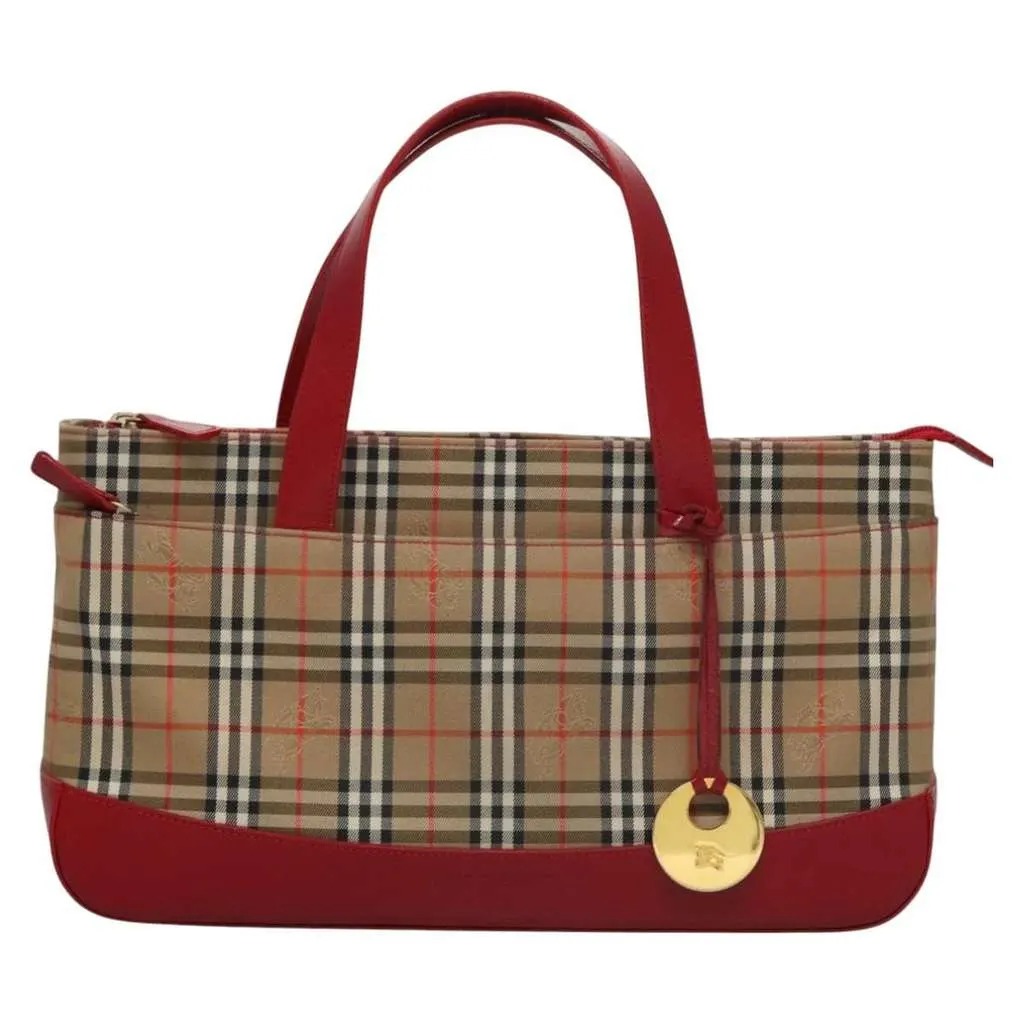 Burberry Nova Check Handbag Beige Canvas Good - Front View