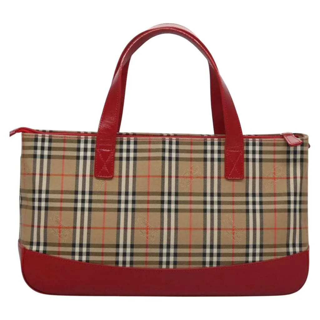 Burberry Nova Check Handbag Beige Canvas Good - Back View