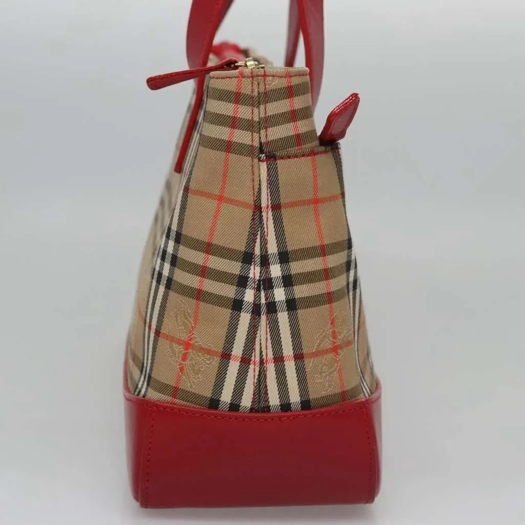 Burberry Nova Check Handbag Beige Canvas Good - Model View