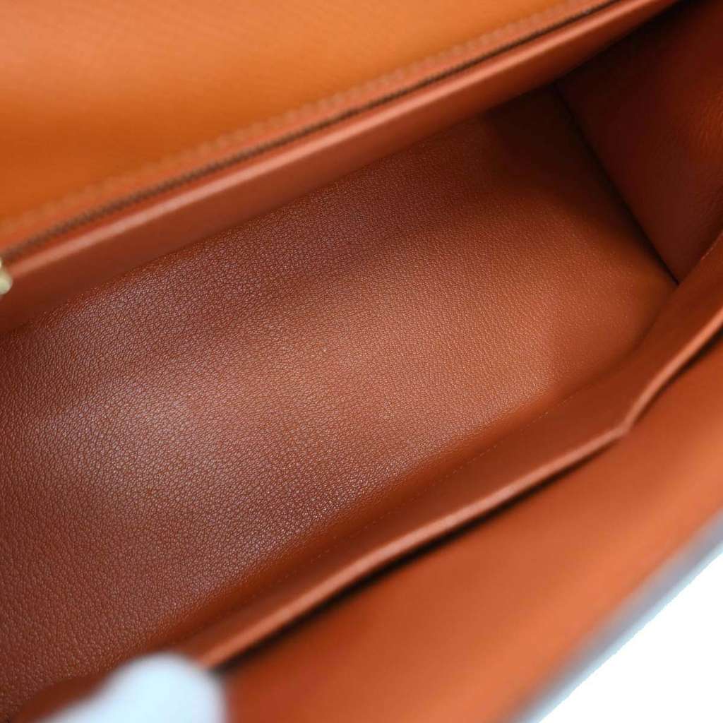 Hermès Kelly Handbag Orange Leather Never worn - Inside View