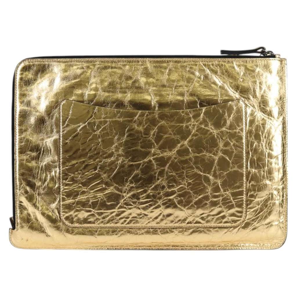 Chanel Feminine Pouch Gold Leather Very good condition - Back View