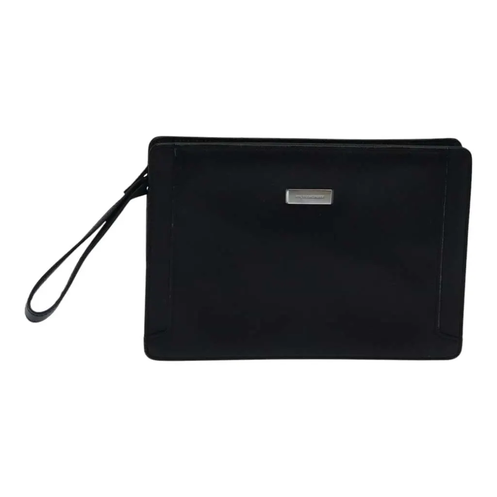 Burberry Vintage Pouch Black Leather Good - Front View
