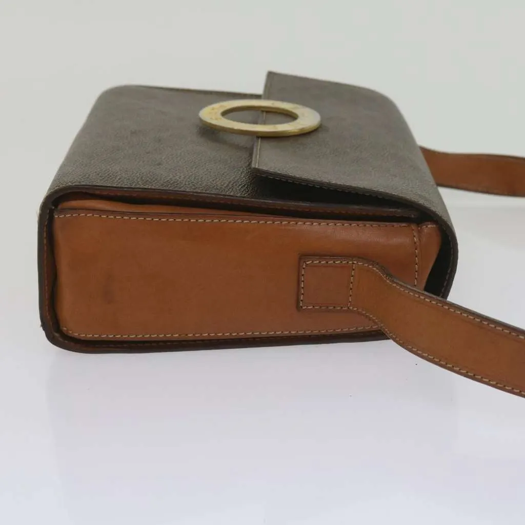 Celine Vintage Macadam Circle Logo Shoulder Bag Brown Canvas Fair - Inside View