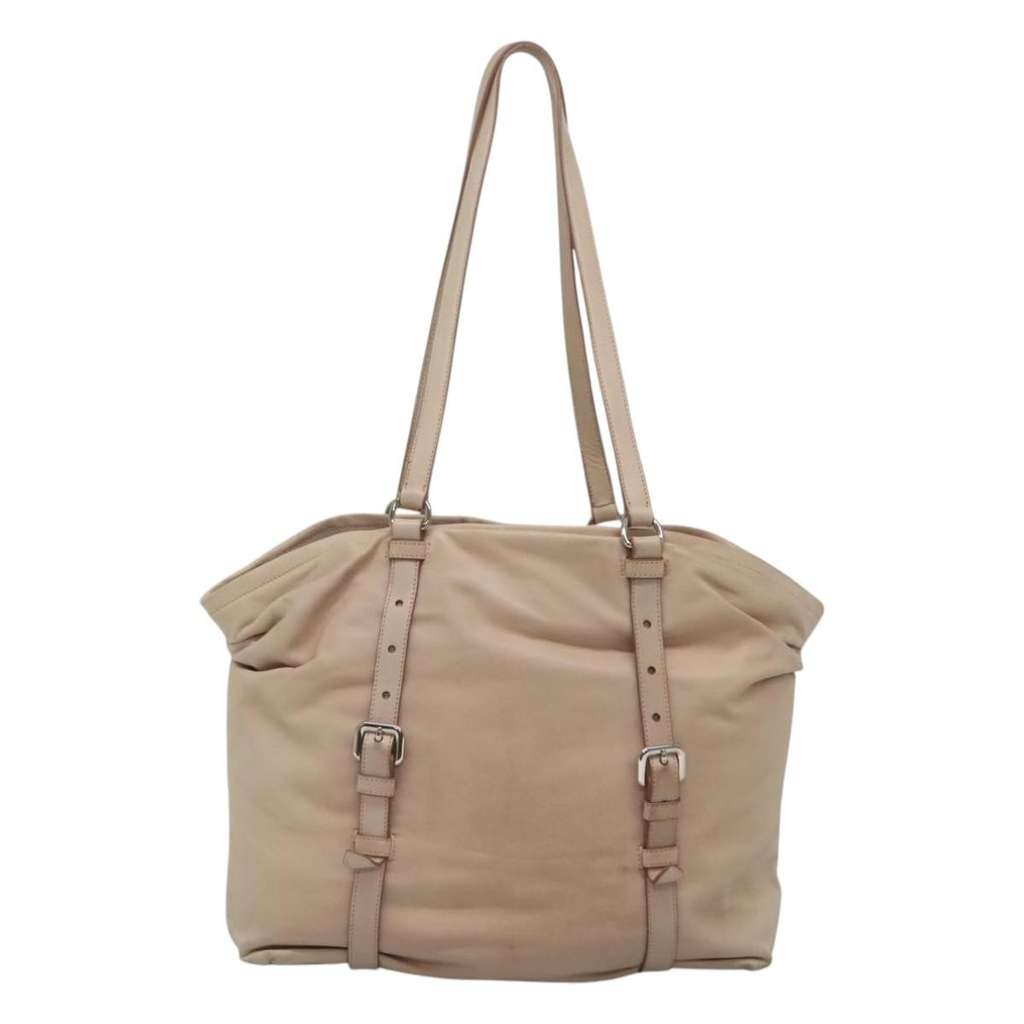 Prada Buckle Strap Shoulder Bag Beige Leather Very good condition - Back View