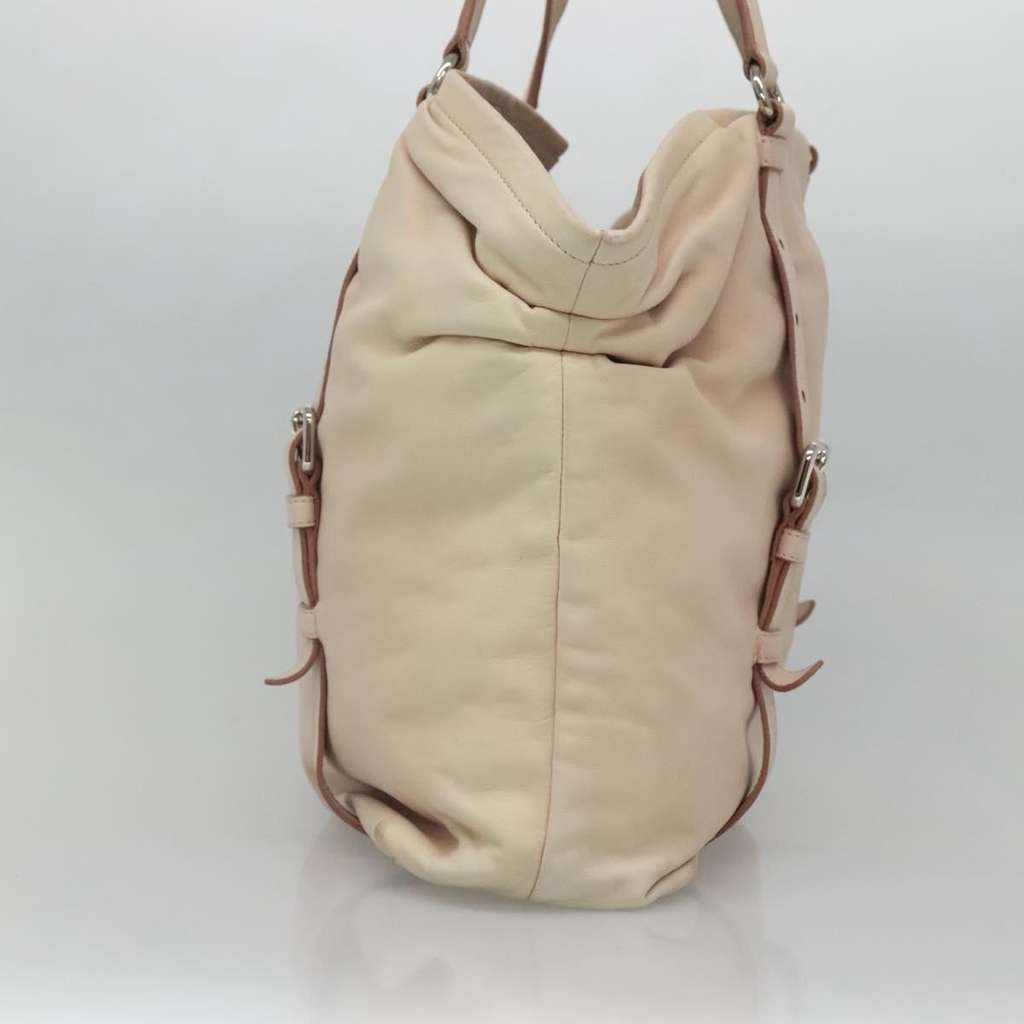 Prada Buckle Strap Shoulder Bag Beige Leather Very good condition - Box View