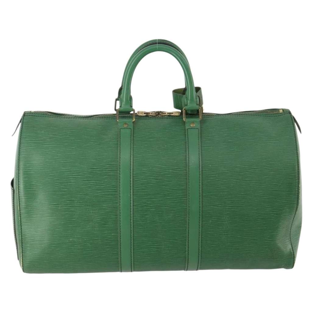 Louis Vuitton Keepall Bag Green Leather Good condition - Back View
