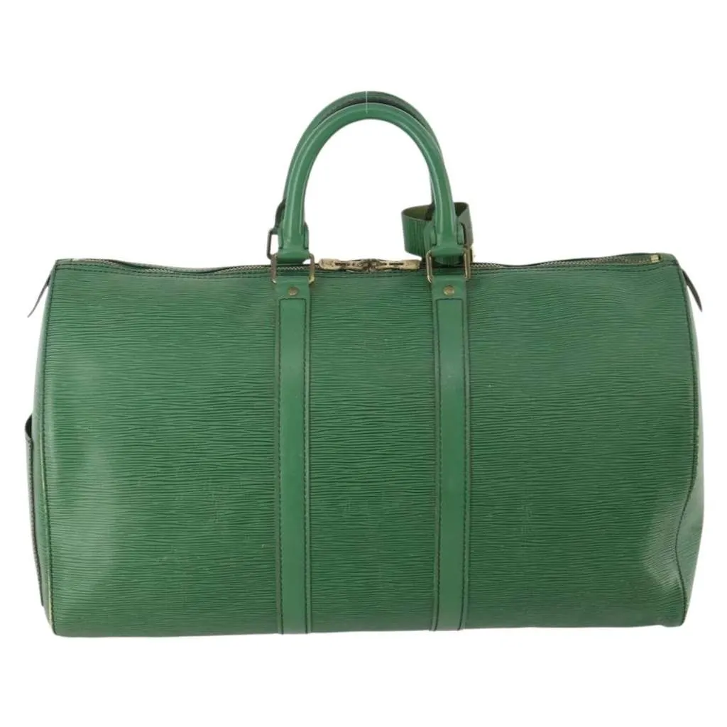 Louis Vuitton Keepall Bag Green Leather Fair - Back View