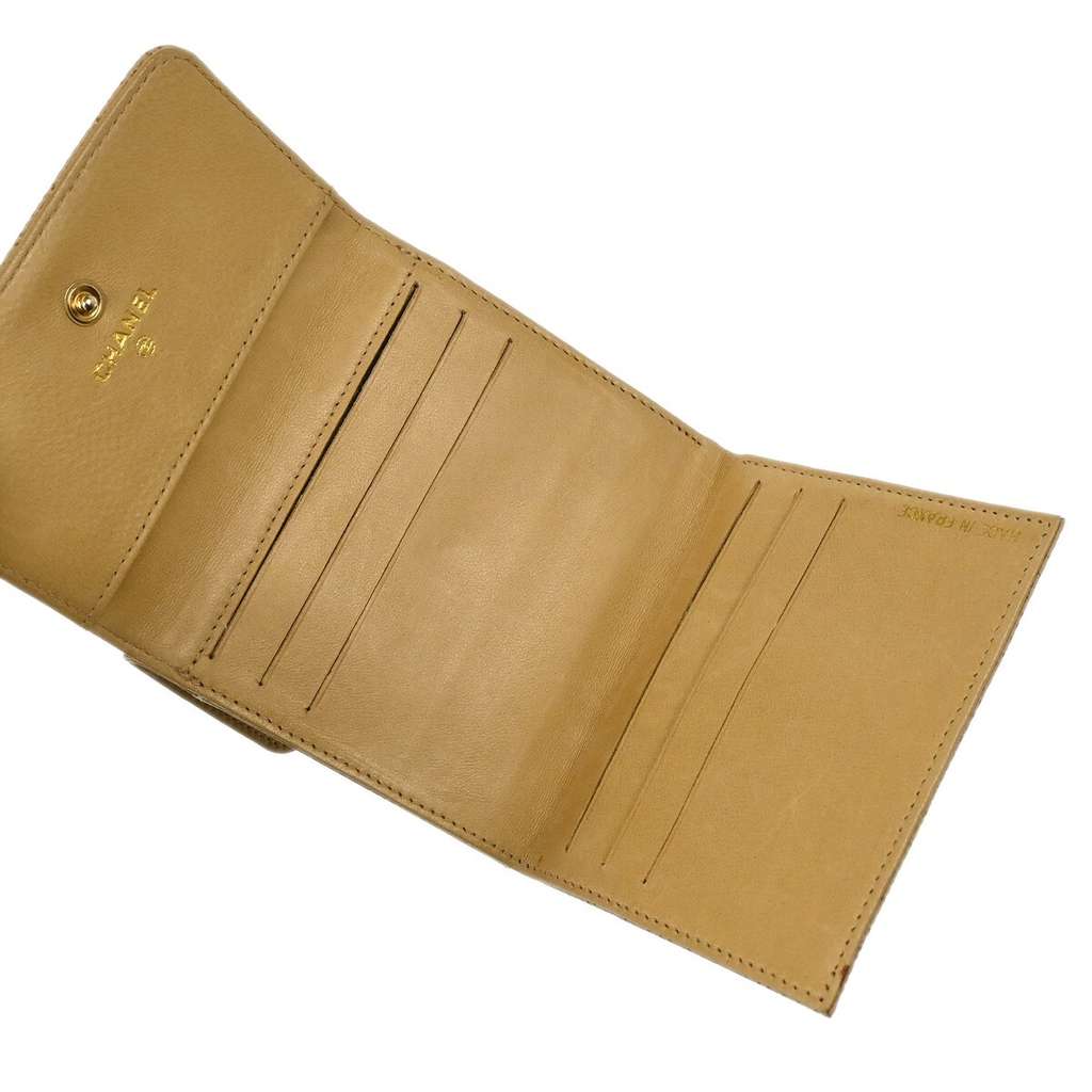 Chanel Vintage Timeless CC Bifold Wallet Beige Leather Very good condition - Inside View