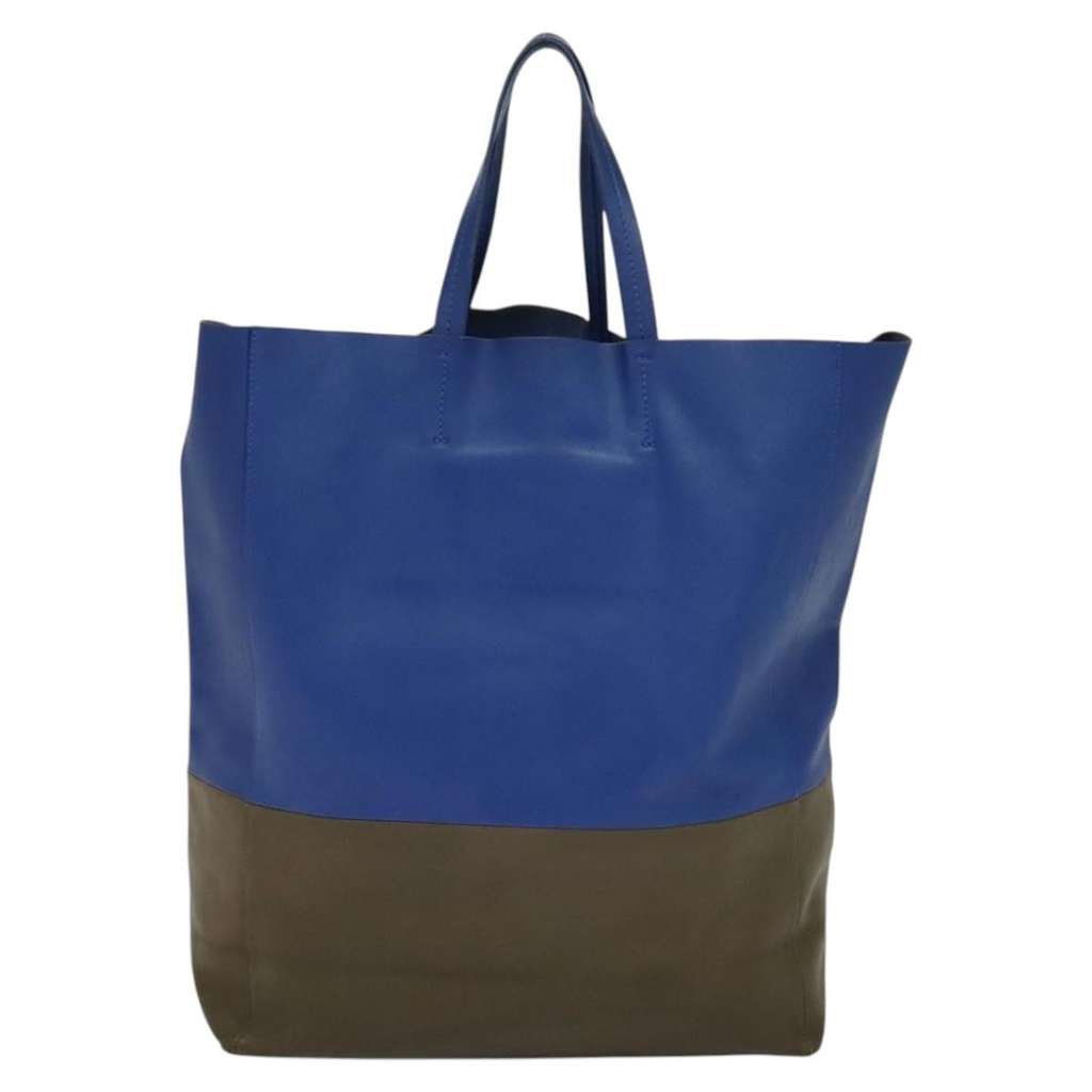 Celine Vertical Cabas Tote Blue Leather Very good condition - Back View
