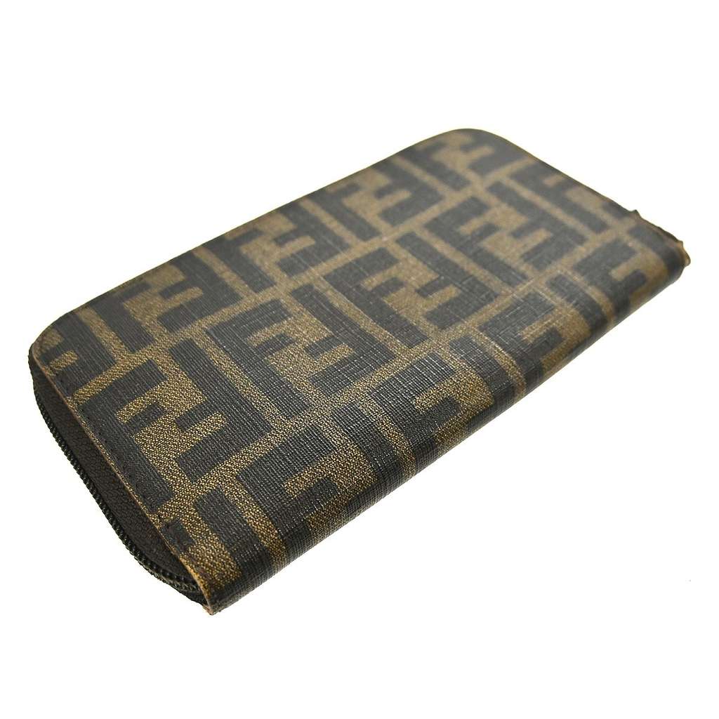 Fendi Zip Around Organizer Wallet Brown Canvas Very good condition - Back View