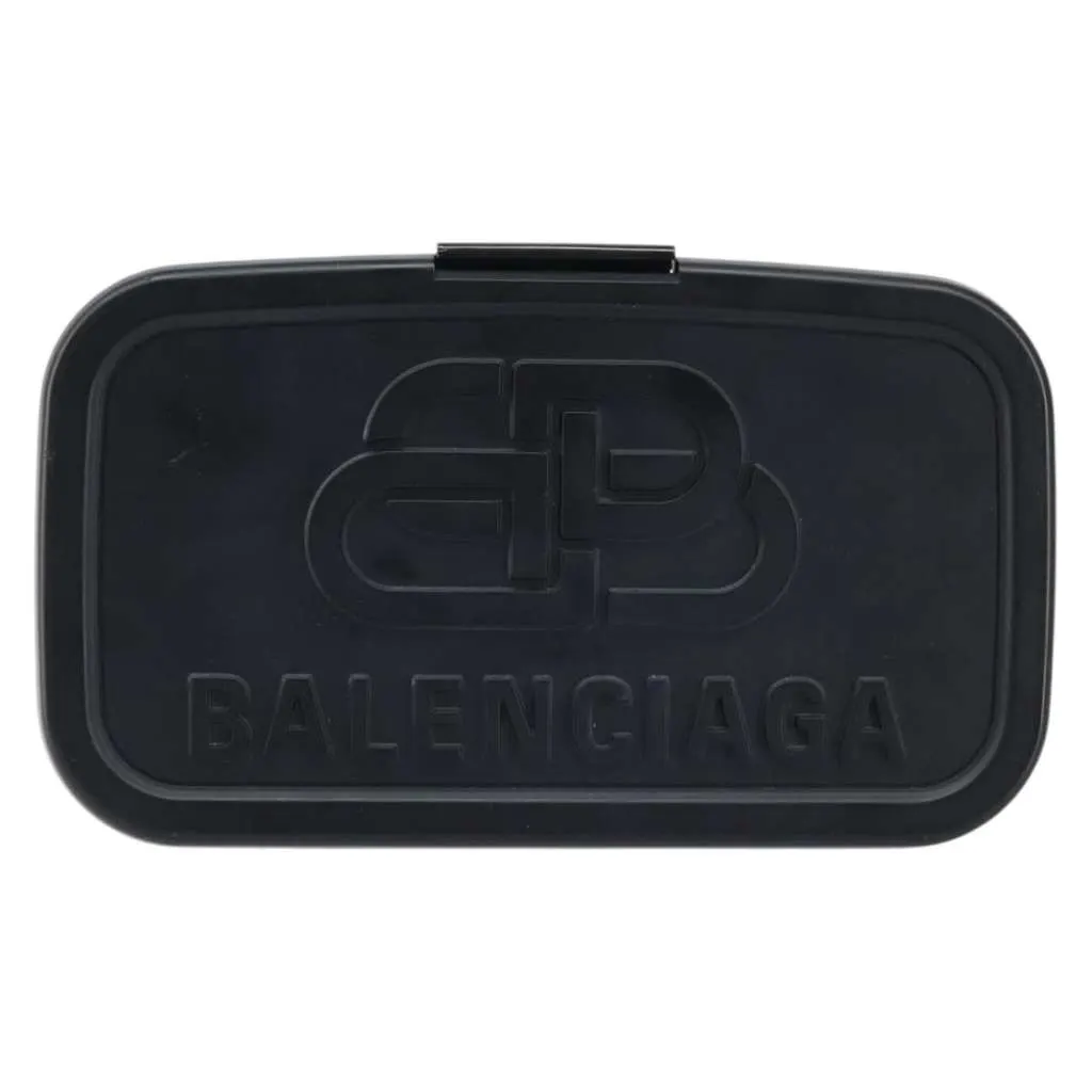Balenciaga Logo Lunch Box Bag Black Plastic Good - Front View
