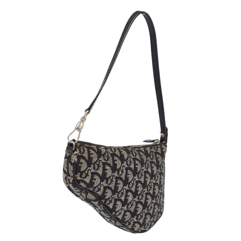 Christian Dior Vintage Saddle Bag Black Canvas Good condition - Back View