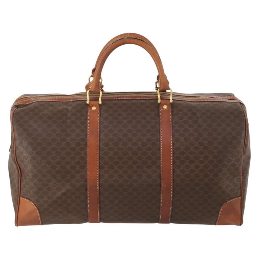 Celine Vintage Macadam Boston bag Brown Canvas Very good condition - Back View