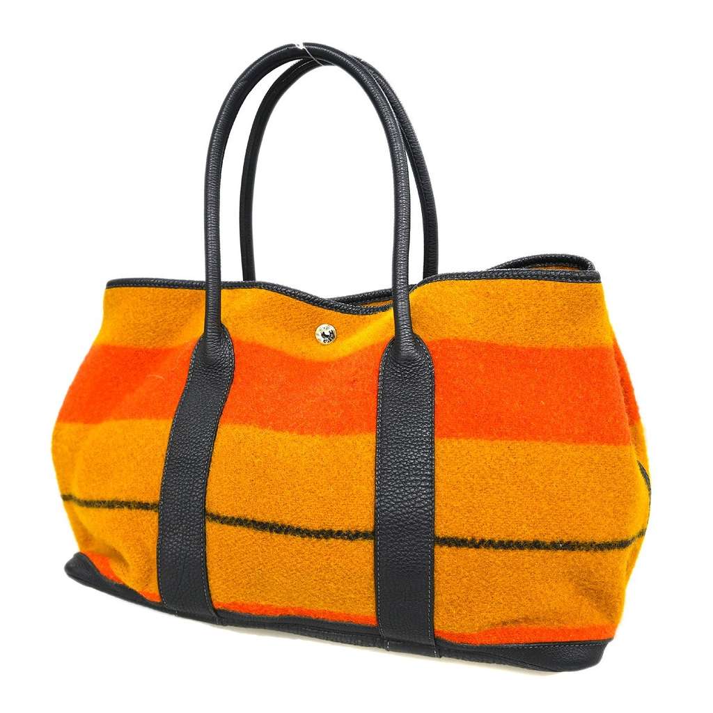 Hermès Garden Party Tote Brown Wool Very good condition - Back View