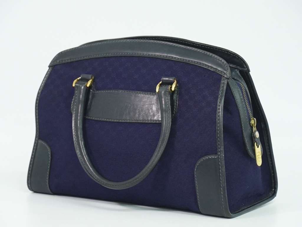 Gucci Micro GG supreme handbag Navy Canvas Very good condition - Back View