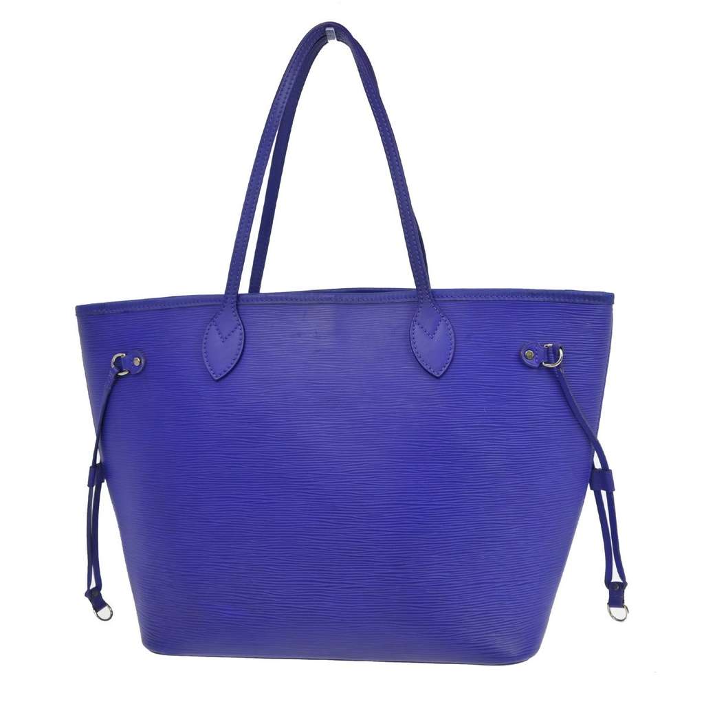 Louis Vuitton Neverfull Tote Blue Leather Very good condition - Back View