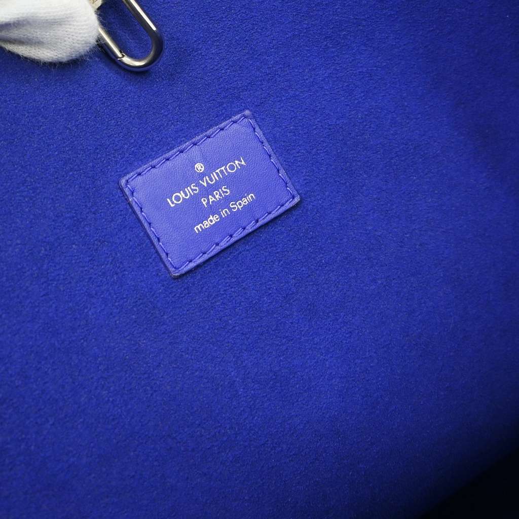 Louis Vuitton Neverfull Tote Blue Leather Very good condition - Model View