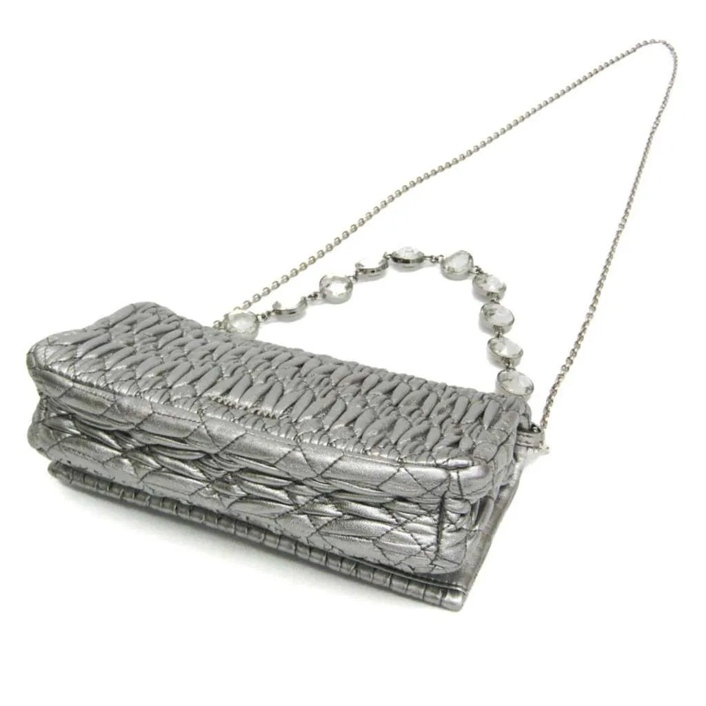 Miu Miu Crystal Clutch Silver Leather Good - Inside View