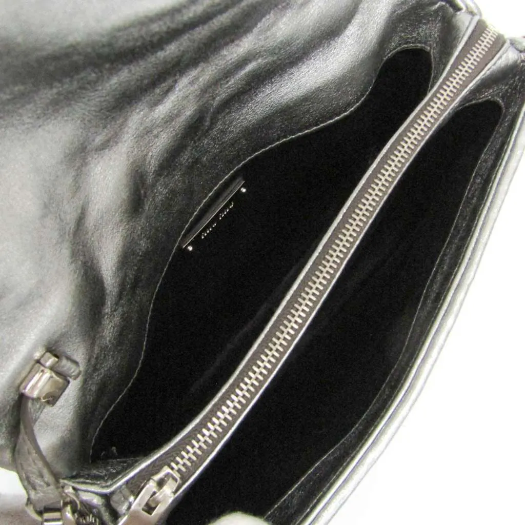 Miu Miu Crystal Clutch Silver Leather Good - Model View