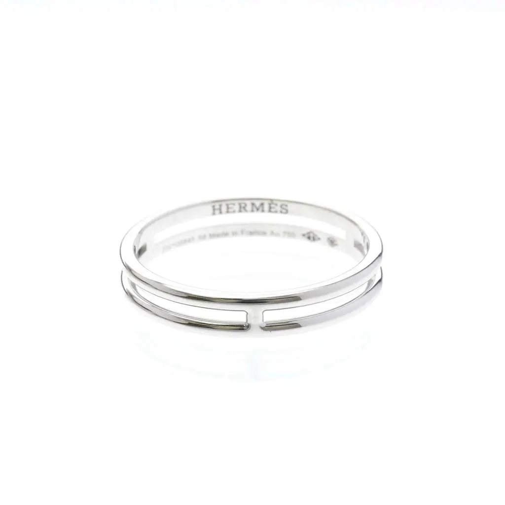 Hermès Ariane Wedding Band Ring Silver Good - Front View