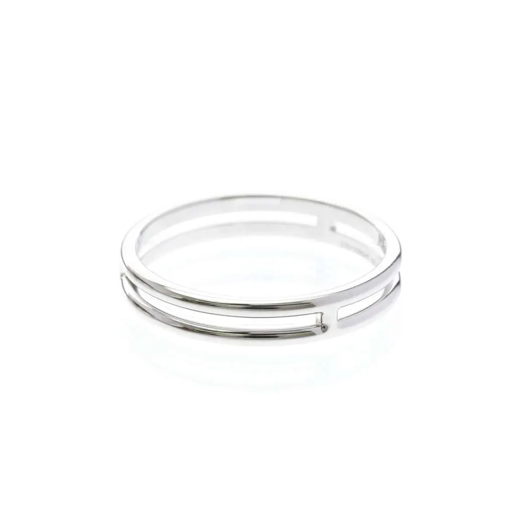 Hermès Ariane Wedding Band Ring Silver Good - Back View