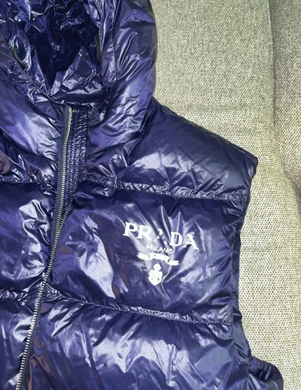 Prada Down vest jacket Navy Never worn, with tag - Inside View