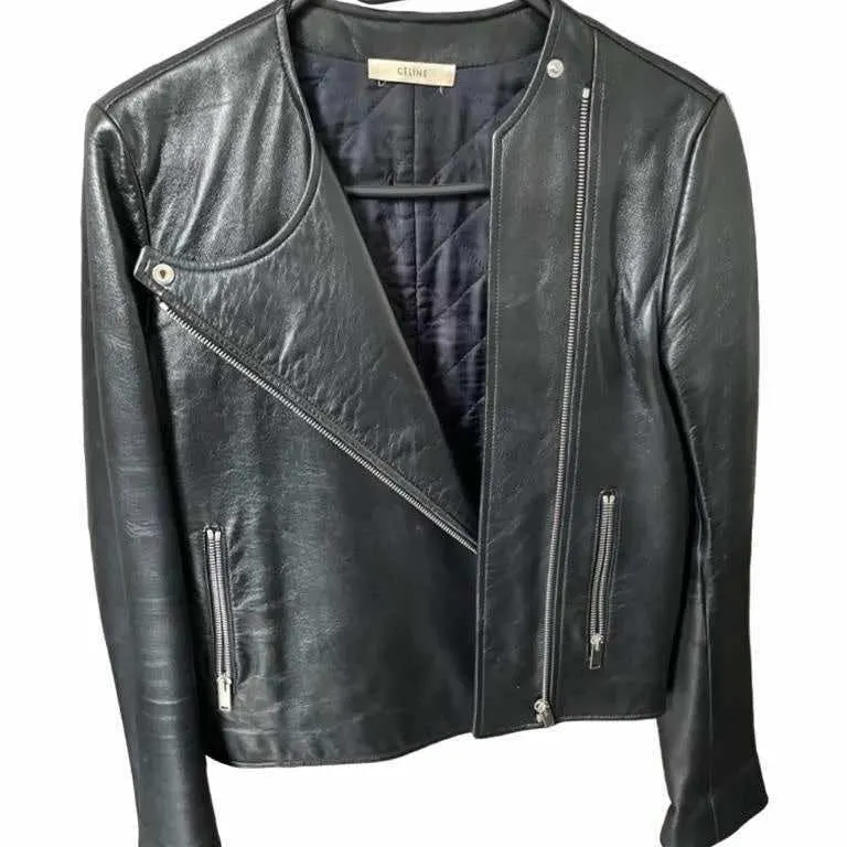 Celine Biker Black Leather Very good - Front View