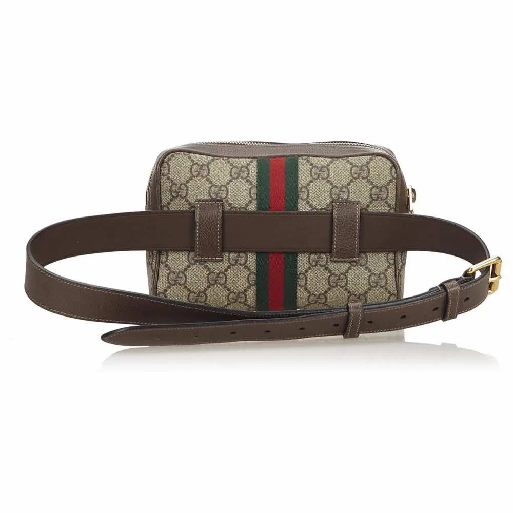 Gucci Ophidia Supreme Belt bag Brown Canvas Very good - Model View