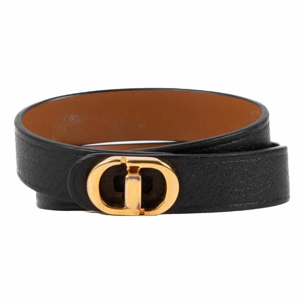 Dior Double tour bracelet Black Leather Very good - Front View