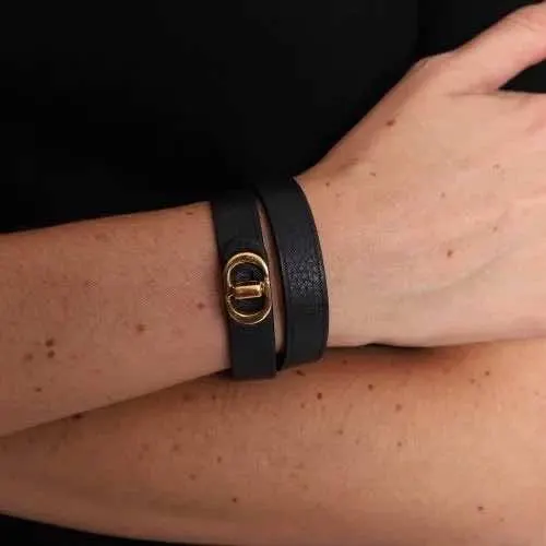 Dior Double tour bracelet Black Leather Very good - Inside View