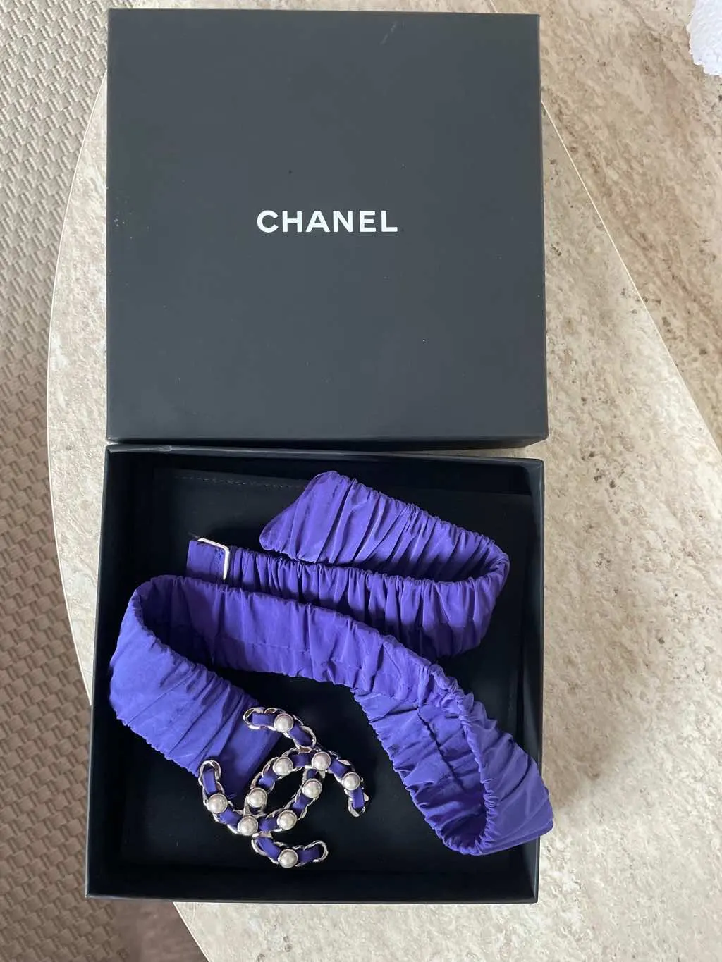 Chanel Nylon elastane belt Purple Very good - Box View