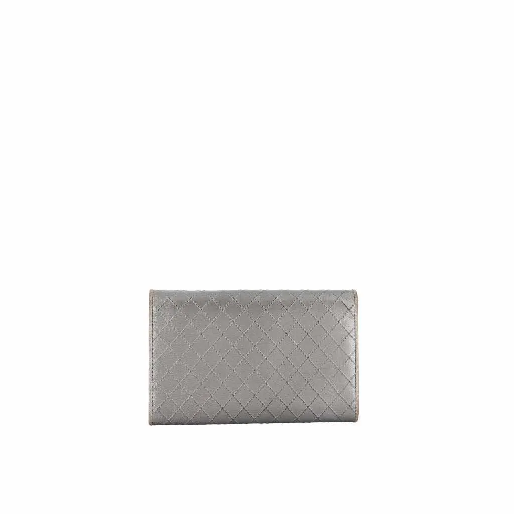 Chanel Silver-gray leather wallet Grey Leather Very good - Inside View