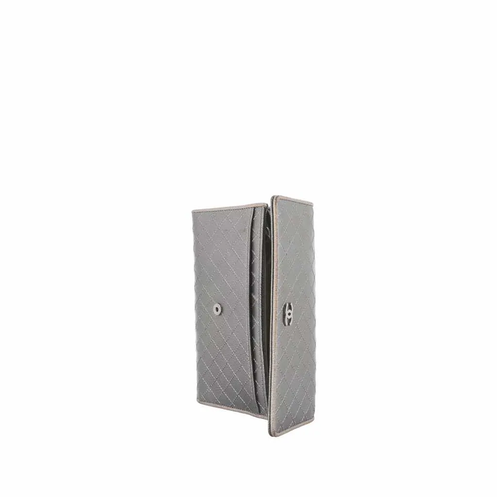 Chanel Silver-gray leather wallet Grey Leather Very good - Box View